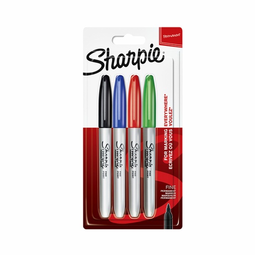 [635644] Viltstift Sharpie rond fine assorti blister à 4 stuks