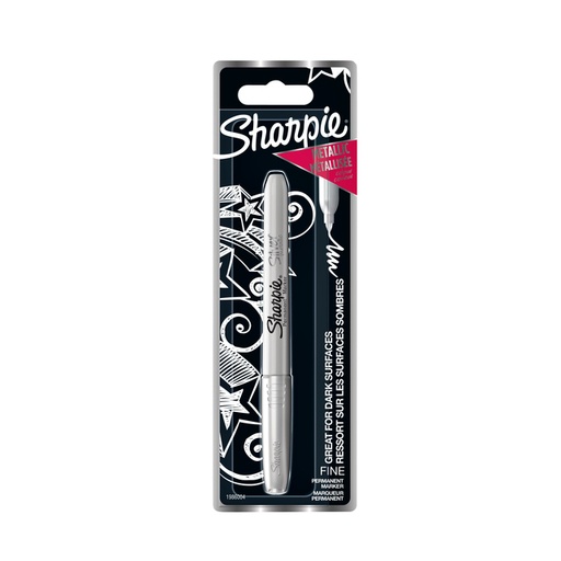[635647] Viltstift Sharpie rond fijn metallic zilver blister à 1 stuk