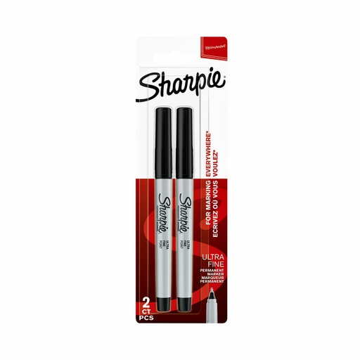 [635640] Viltstift Sharpie rond ultra fine zwart blister à 2 stuks