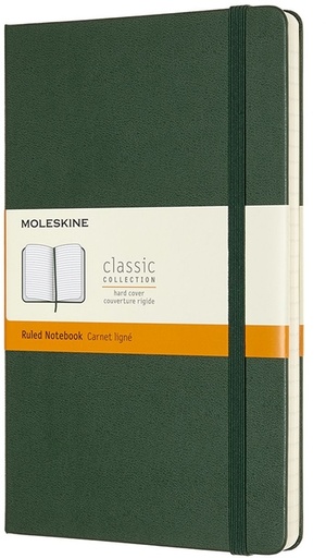 [011634] Carnet de notes Moleskine XL 130x210mm ligné rigide vert myrte