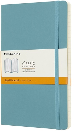 [011644] Carnet de notes Moleskine Large 130x210mm ligné bleu récif