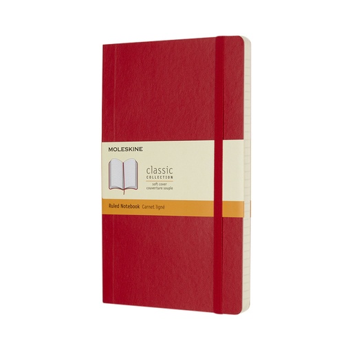 [011640] Carnet de notes Moleskine L 130x210mm ligné Soft rouge écarlate