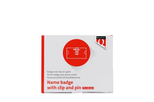 [921330] Badge Quantore avec clip et épingle 40x75mm
