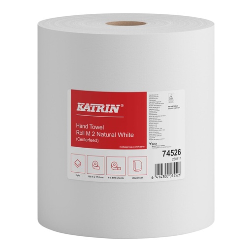 [892595] Poetspapier Katrin medium 2-laags 500 vel wit 74526