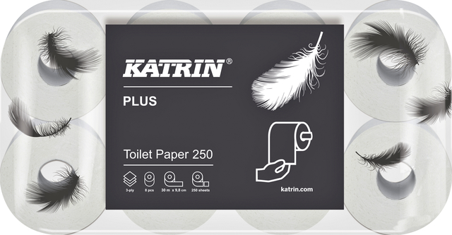 Papier toilette Katrin 3 épaisseurs 250 feuilles 48 rouleaux blanc