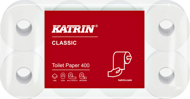 Papier toilette Katrin 2 épaisseurs 400 feuilles 48 rouleaux blanc