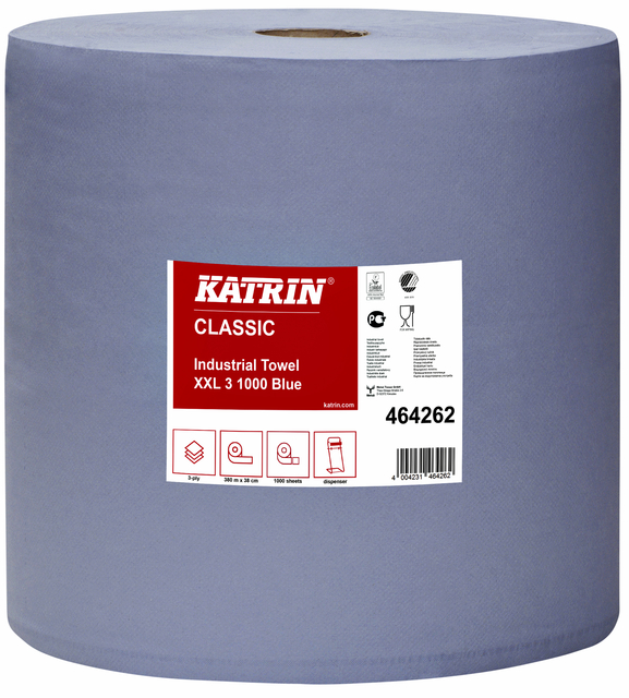 Rouleau de nettoyage Katrin Classic XXL 464262 3 épaisseurs 38cmx380m bleu