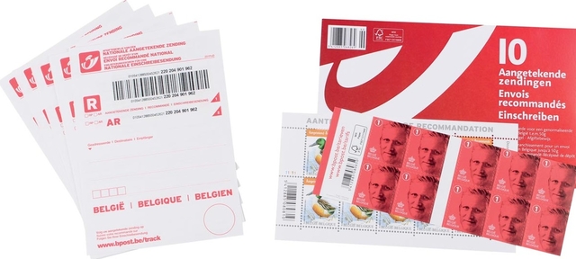 Postzegel Belgie aangetekend kit à 10 stuks