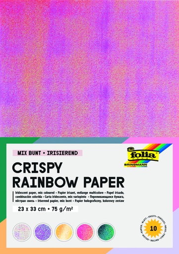 [142191] Papier irisé Folia 23x33cm 75g 10 feuilles assorti