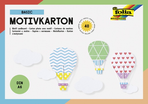 [141667] Fotokarton Folia A6 40vel met basisdesigns assorti