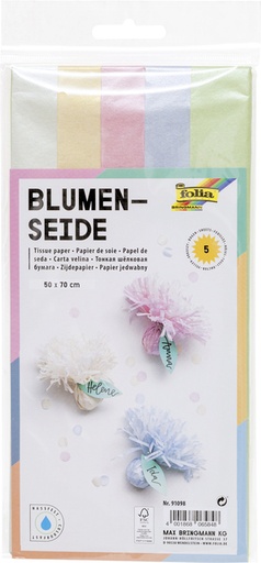 [141920] Zijdevloeipapier Folia 50x70cm 20gr iriserend assorti 5 vel