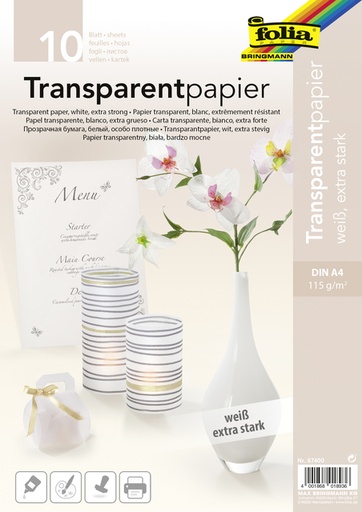 [740026] Papier transparent Folia A4 115g blanc 10 feuilles