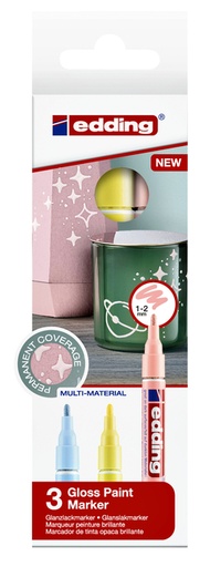 [630802] Paintmarker edding 751 op oliebasis 1-2mm pastel assorti 3 stuks