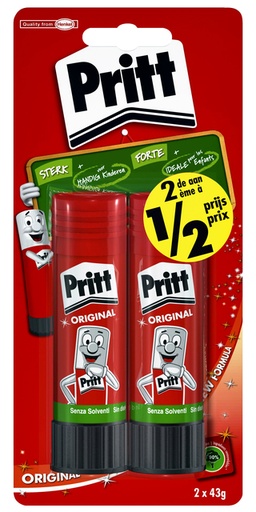 [836104] Bâton de colle Pritt Original 43g blister 2 pièces