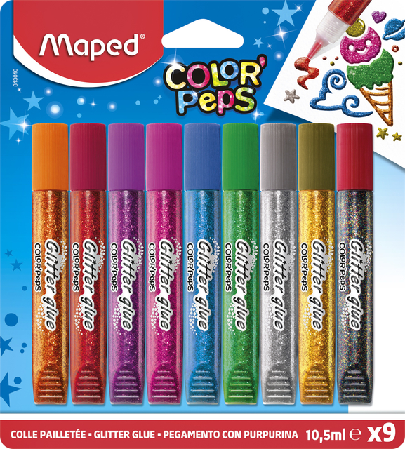 Colle pailletée Maped Color''Peps set 9 couleurs