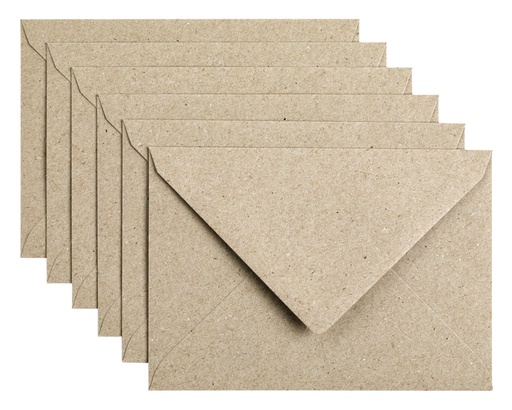 [158206] Envelop Papicolor C6 114x162mm kraft grijs pak à 6 stuks