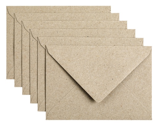 [158206] Enveloppe Papicolor C6 114x162mm kraft gris paquet 6 pièces