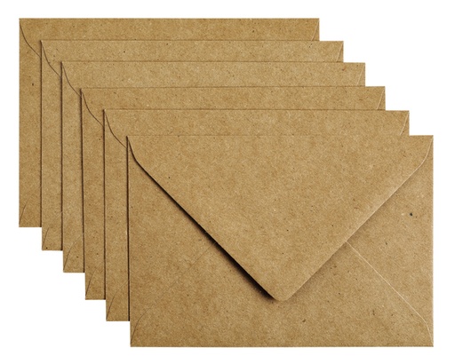 [158207] Envelop Papicolor C6 114x162mm kraft bruin pak à 6 stuks