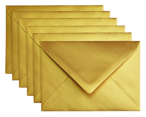 [158210] Enveloppe Papicolor C6 114x162mm or métallisé paquet 6 pièces