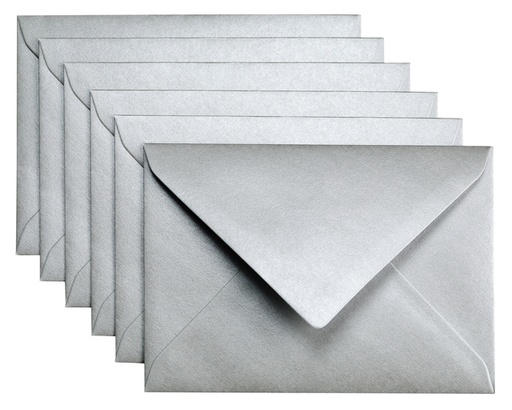 [158211] Envelop Papicolor C6 114x162mm metallic zilver pak à 6 stuks