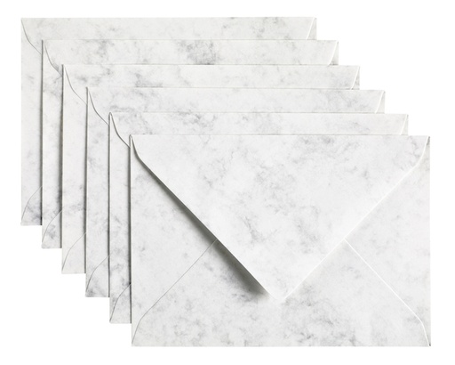 [158212] Enveloppe Papicolor C6 114x162mm gris marbré paquet 6 pièces