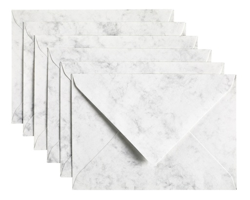 [158212] Enveloppe Papicolor C6 114x162mm gris marbré paquet 6 pièces