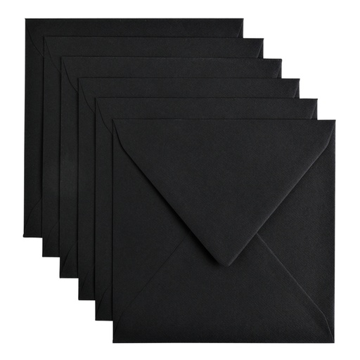 [158214] Enveloppe Papicolor 140x140mm noir corbeau paquet 6 pièces