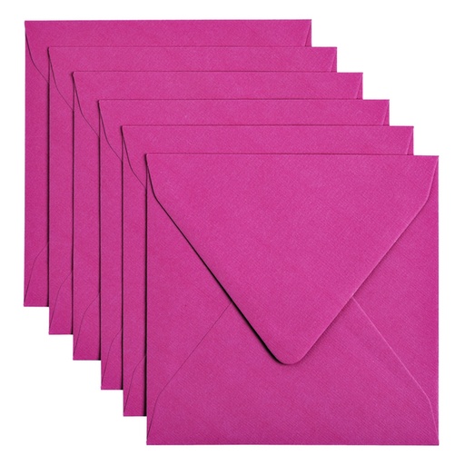 [158219] Enveloppe Papicolor 140x140mm rose vif paquet 6 pièces