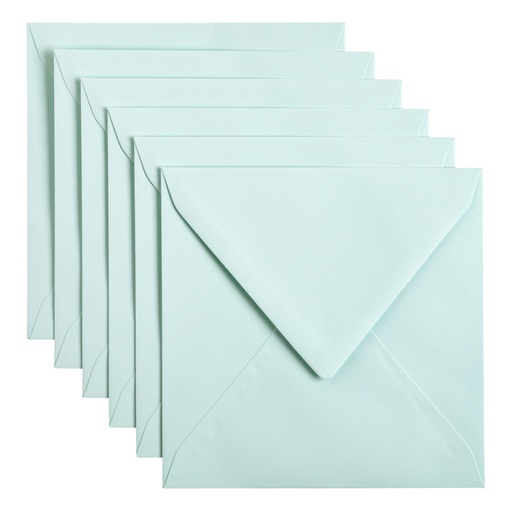 [158220] Enveloppe Papicolor 140x140mm vert bleuté paquet 6 pièces
