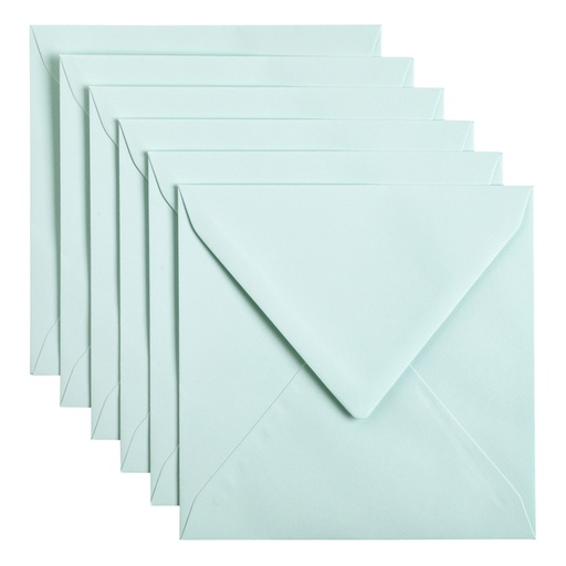 [158220] Enveloppe Papicolor 140x140mm vert bleuté paquet 6 pièces