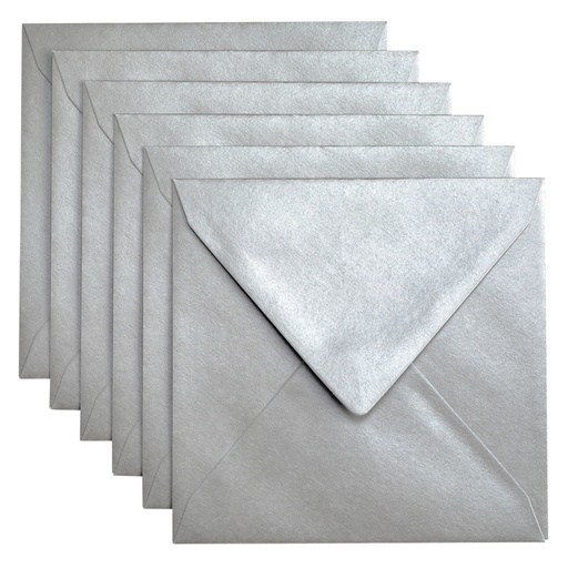 [158235] Enveloppe Papicolor 140x140mm argent métallisé paquet 6 pièces