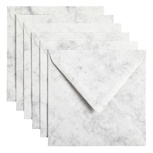 [158236] Enveloppe Papicolor 140x140mm gris marbré paquet 6 pièces