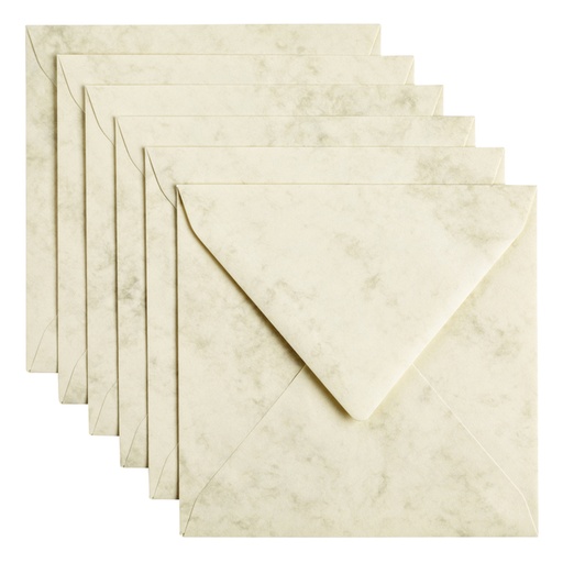 [158237] Enveloppe Papicolor 140x140mm 6 pièces ivoire marbré paquet 6 pièces