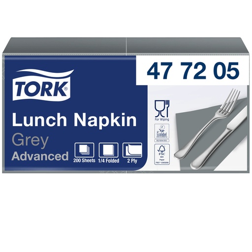 [892246] Serviette Tork Advanced 477205 2 épaisseurs pli 1/4 328x325mm gris 200 pièces