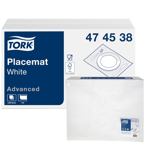 [892253] Set de table Tork Advanced 474539 1 épaisseur 420x270mm blanc 500 pièces