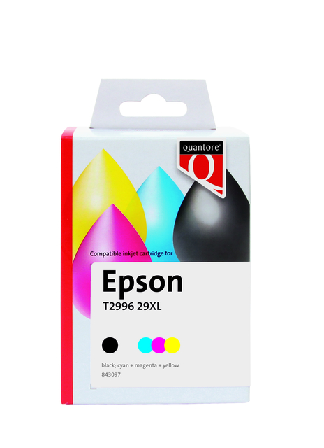 Cartouche d''encre Quantore alternative pour Epson 29XL T2996 noir + 3 couleurs remanufacturée