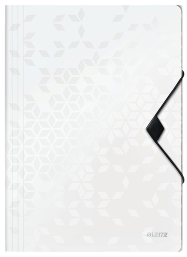 [510465] Chemise à élastique Leitz WOW A4 3 rabats PP blanc