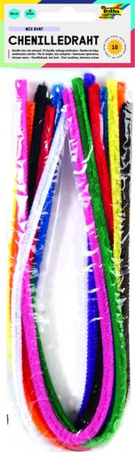 [580055] Fil chenille Folia 50cm diamètre 8mm 10 pièces assorti