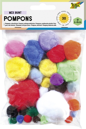 [580053] Pompon Folia 30 stuks diverse kleuren en afmetingen 30 stuks