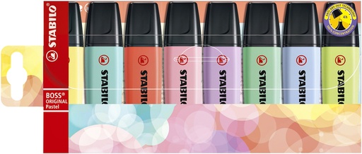 [635259] Surligneur STABILO BOSS Original 70/8 pastel assorti étui 8 pièces