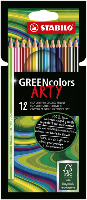 Crayon de couleur STABILO Greencolors 6019/12-1-20 étui 12 couleurs