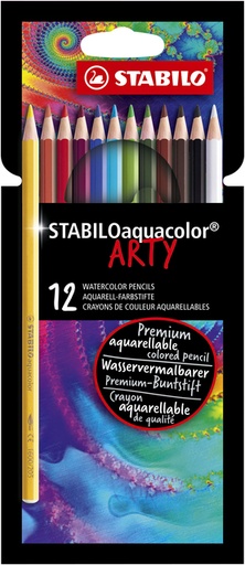 [639999] Crayon de couleur STABILO 16124 Aquacolor Arty assorti étui 12 pièces