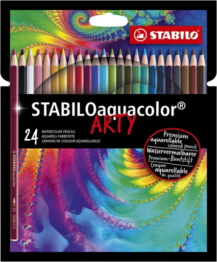 [639998] Crayon de couleur STABILO 1624 Aquacolor Arty assorti étui 24 pièces
