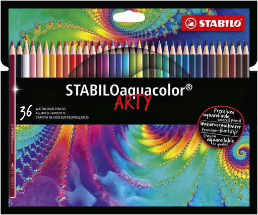 [639997] Crayon de couleur STABILO 1636 Aquacolor Arty assorti étui 36 pièces