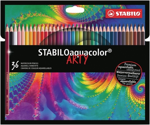 [639997] Crayon de couleur STABILO 1636 Aquacolor Arty assorti étui 36 pièces