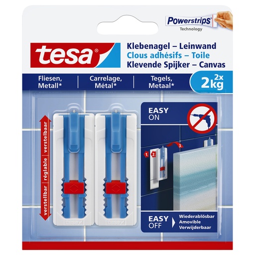 [803481] Clou adhésif tesa® Toile Carrelage & Métal 2kg blanc 2 pièces