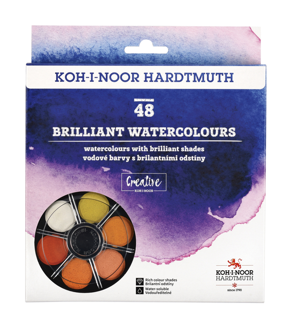 Peinture à l''eau Koh-i-Noor Brillant blister 48 couleurs assorti