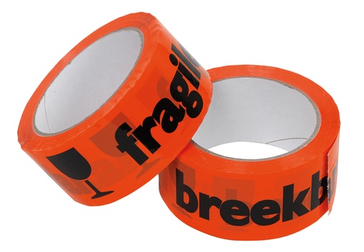 [820489] Ruban d'avertissement IEZZY "Fragile" 50mmx66m orange/noir