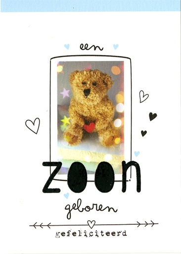 [874050] Wenskaart Paperclip geboorte zoon navulset à 6 stuks