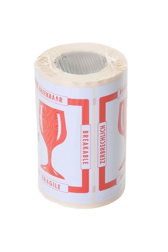 [820490] Etiquette d'avertissement IEZZY Verre 80mmx100m rouge 250 pièces